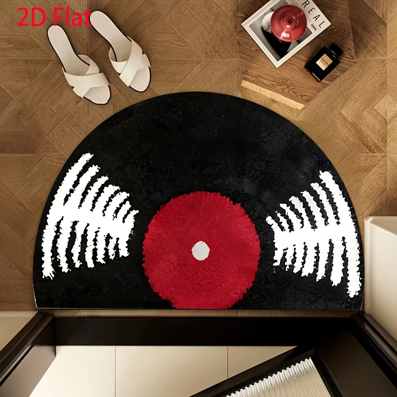 Vikama Vintage Vinyl Record Semicircle Doormat, Music-Themed