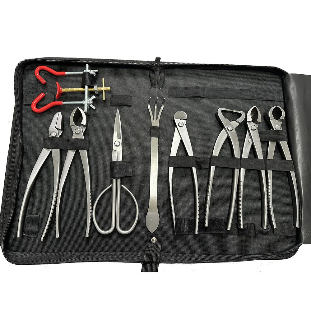 분재 도구 세트 10종, 분재 도구 키트, 가지치기 키트, 분재 가위, 가지치기 가위, 보관 가방 포함, 정원 가꾸기 선물, 여성, 부모님께