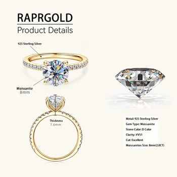 D Color Moissanite Wedding Ring for Women 925 Sterling Silver GRA Certified Engagement Rings Eternity Band Jewelry Gift 3