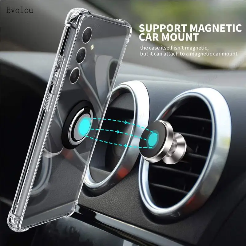 Magnetic Ring Holder Shockproof Transparent Silicone Back Case