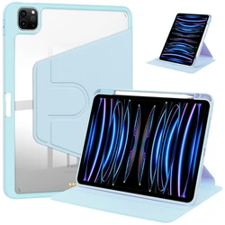 Rotating Stand Case with Pencil Holder and Acrylic Back for iPad Pro 13 Inch, Auto Wake/Sleep Function (Sky Blue)
