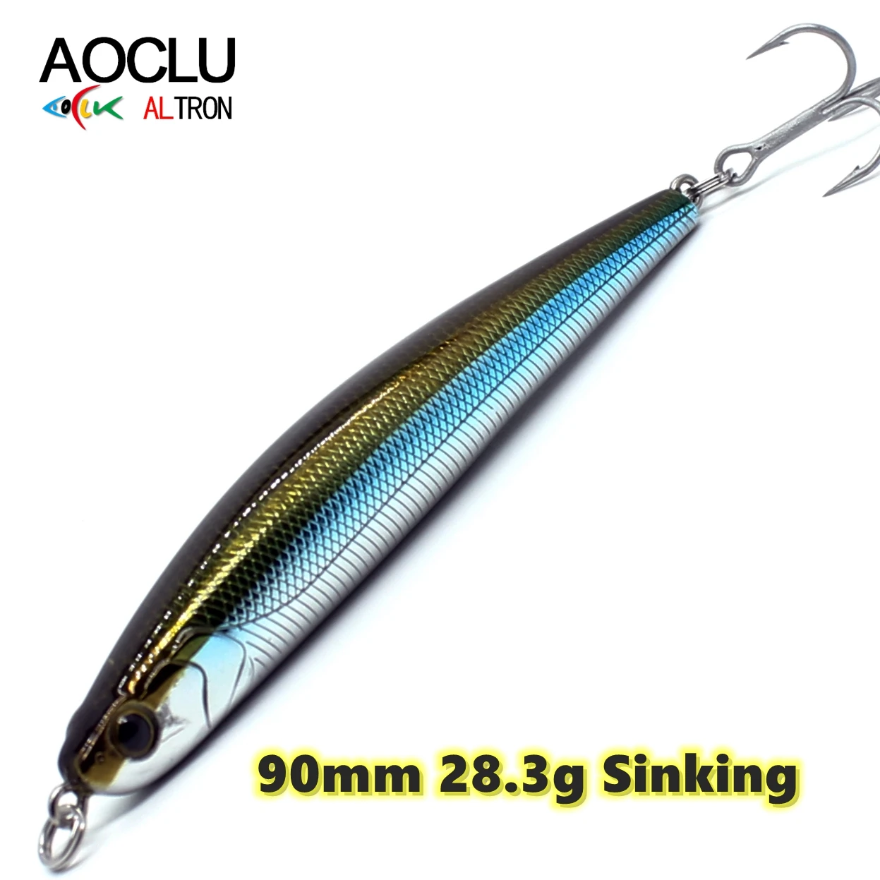 AOCLU Sinking Stick Pencil Wobbler 9cm 28,3g Harter Köder für Barsch, Süß- und Salzwasser, VMC-Haken, Tiefsee- und Felsenangeln