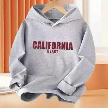 Letter printed children's hooded casual and comfortable minimalist style, fashionable sports and warm hoodie for boys and girls 1