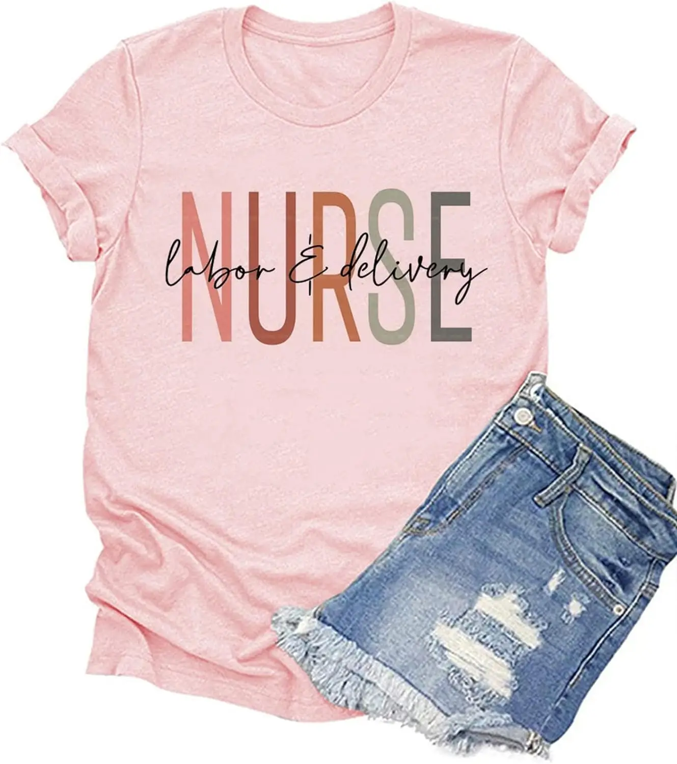 

Женские футболки с коротким рукавом и круглым вырезом для медсестер