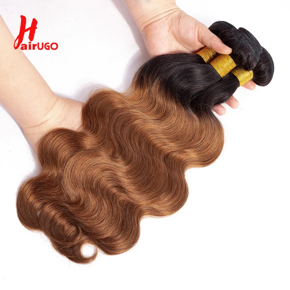 T1B/30 Body Wave Bundles Remy Hair Brown 1/2/3 Straight Human Hair Extensions Weaving
