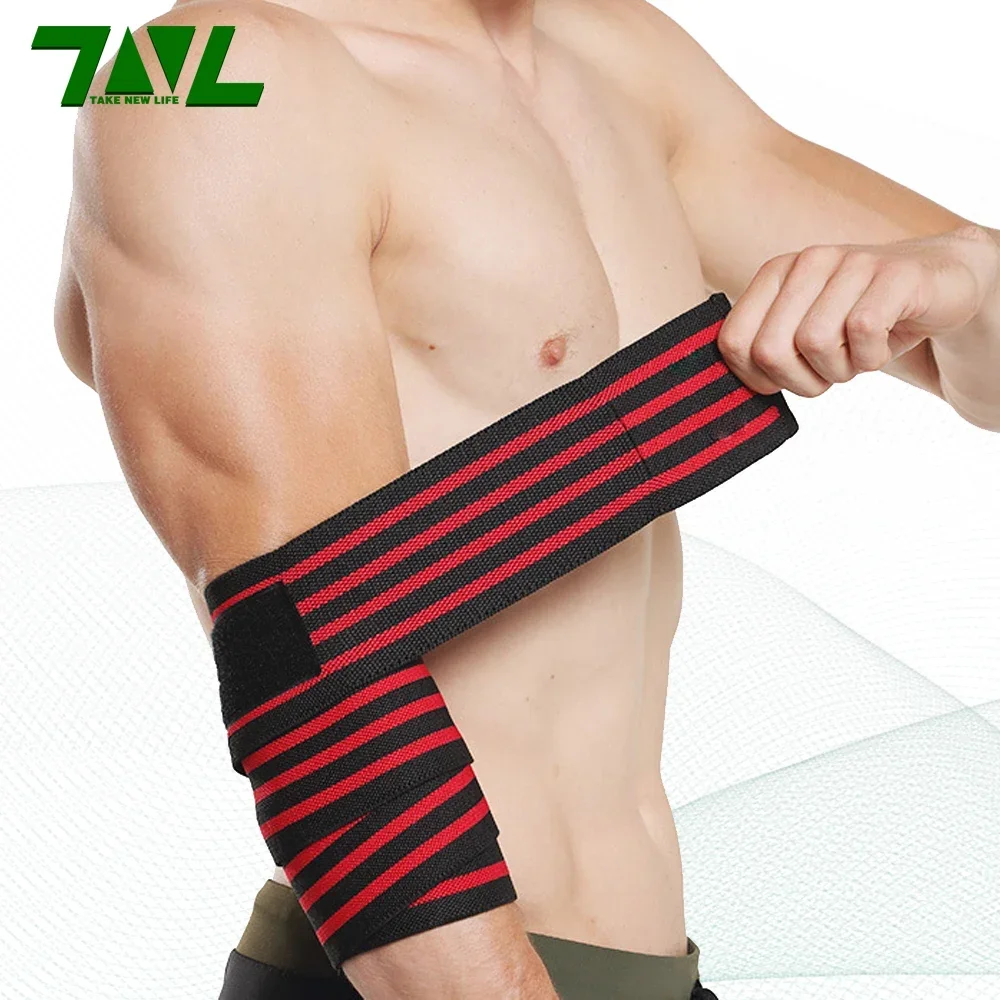 Wrap Elbow Strap Bandage Breathable Brace Support Gym Fitness Sport Protecter Pad for Weightlifting Bench Press 1PC 100cm Long