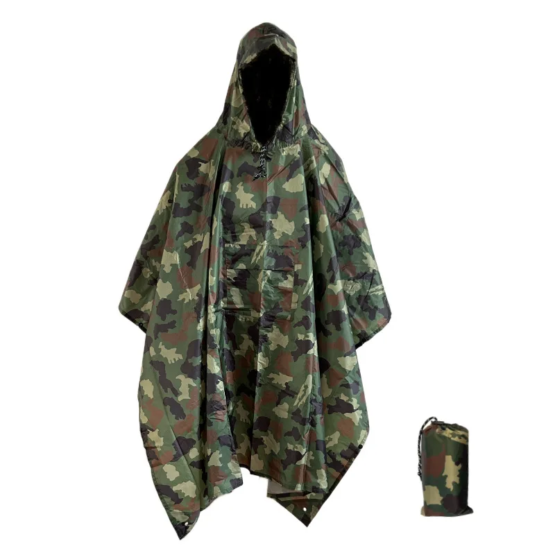 Ponchos De Pluie Pour Adultes Camouflage Réutilisable Avec Capuche Imperméable Multifonction 3 En 1 Imperméable, Érable