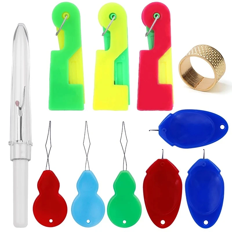Needle Threaders with Thimble Sewing Tool Handmade Craft Set Supplies for Sewing Embroidery Needlework Craft