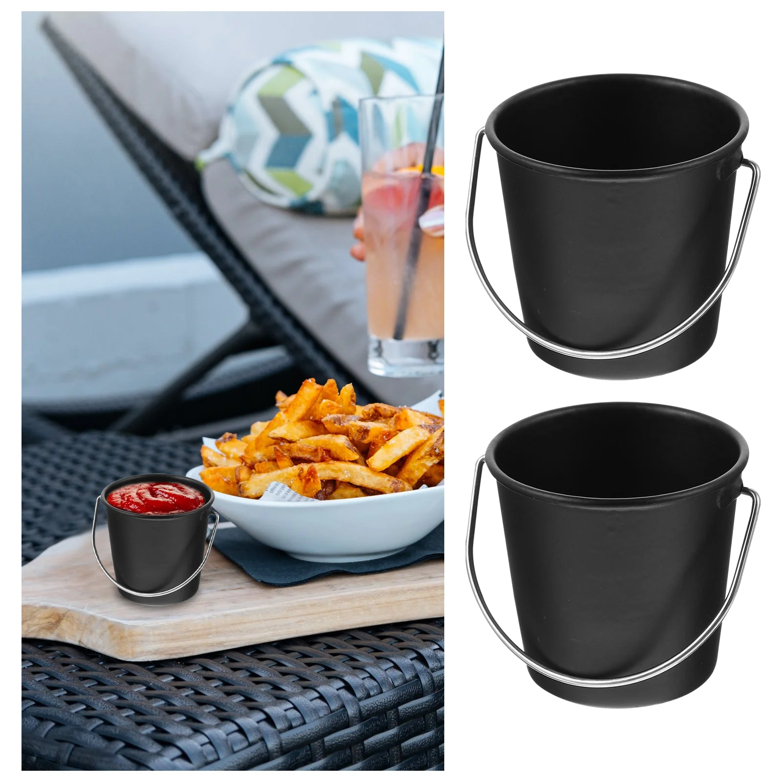 Bucket Metal French Fries Mini Buckets Food Cup Chip Galvanized