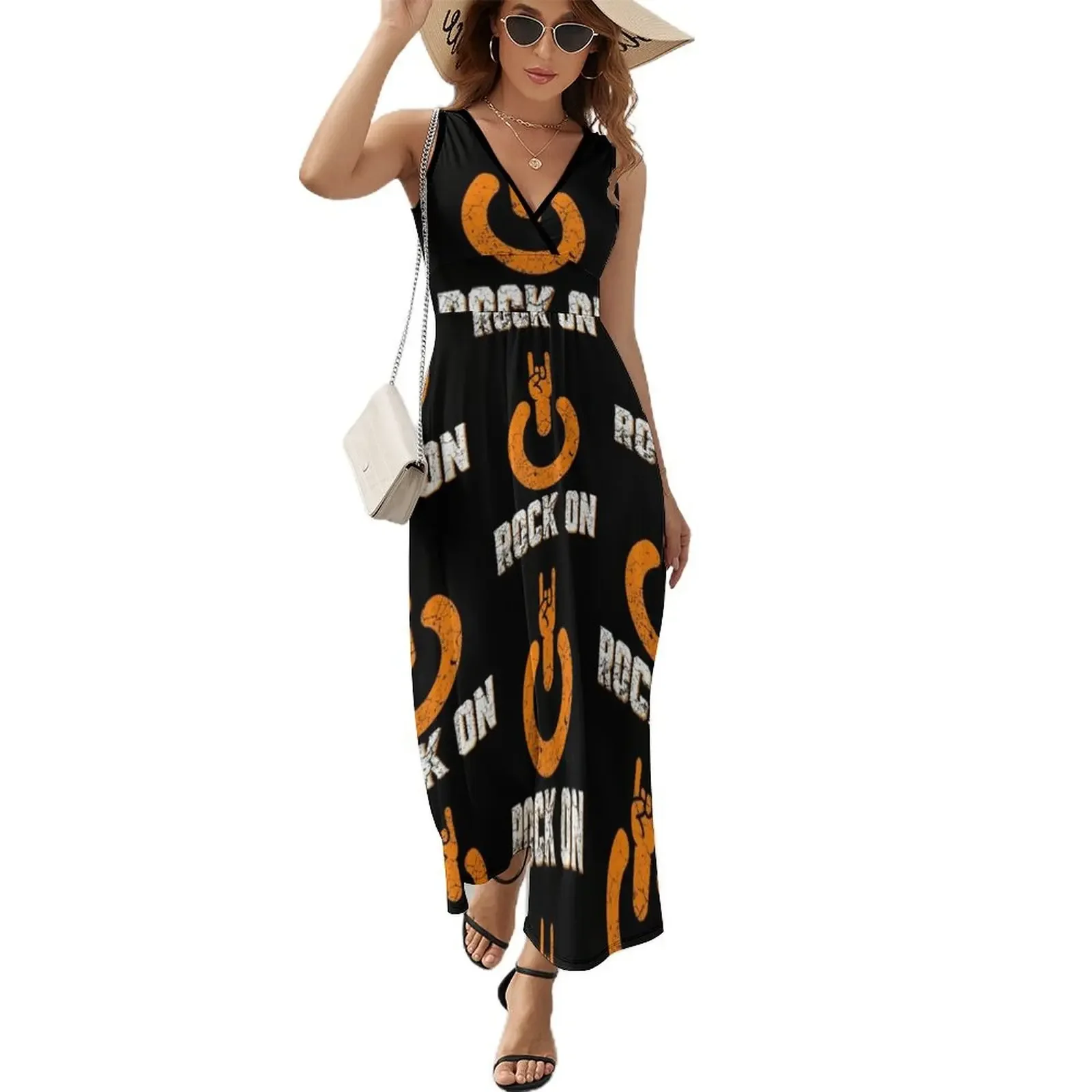 Vestido sin mangas Rock on, vestido de mujer, vestidos de noche de verano, vestido largo de mujer, vestidos de fiesta de verano para mujer