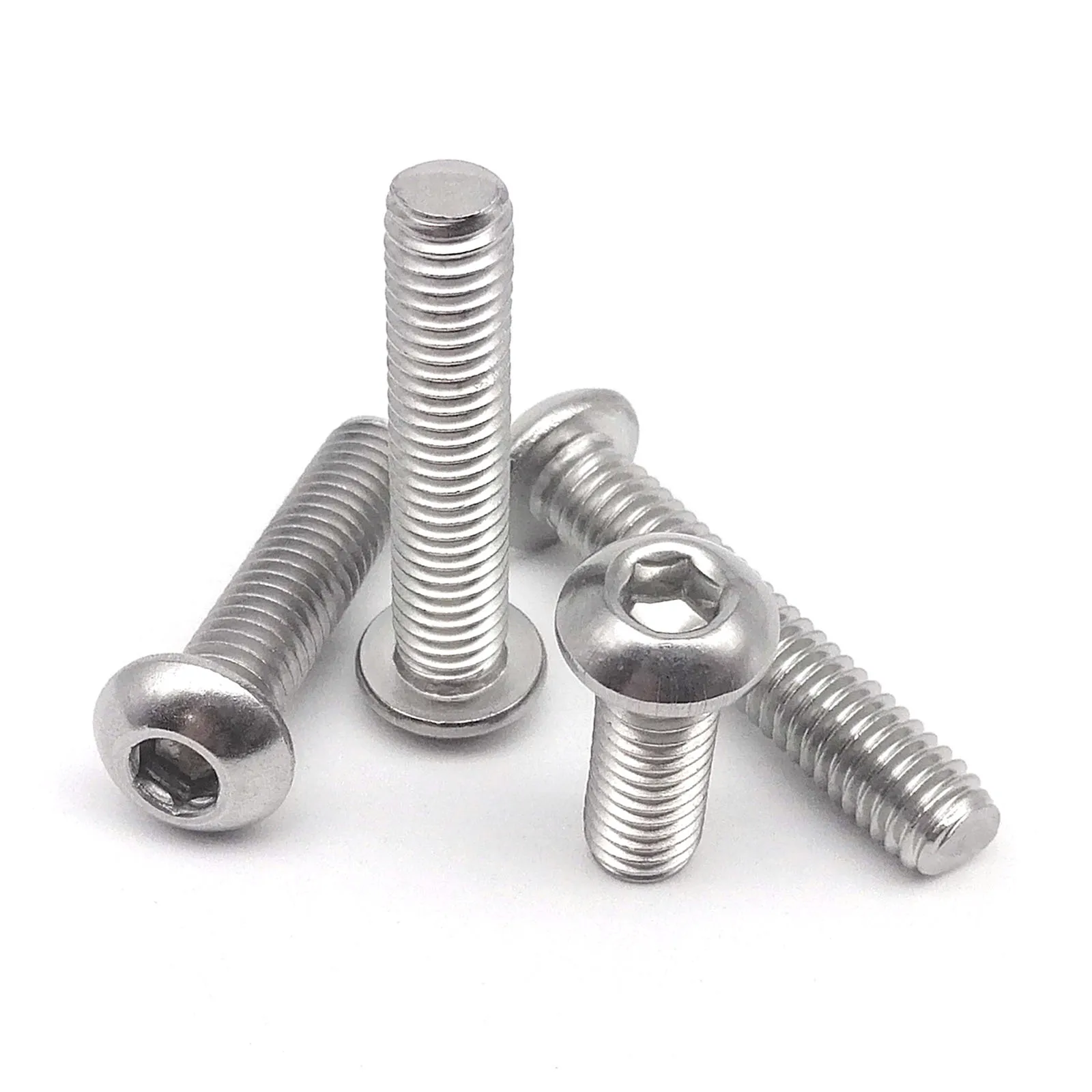 Stainless Steel ISO7380 Hexagon Hex Socket Head Button Allen Bolt Screw L=3-100mm 10/50pcs M1.6 M2 M2.5 M3 M4 M5 M6 M8 304 A2-70
