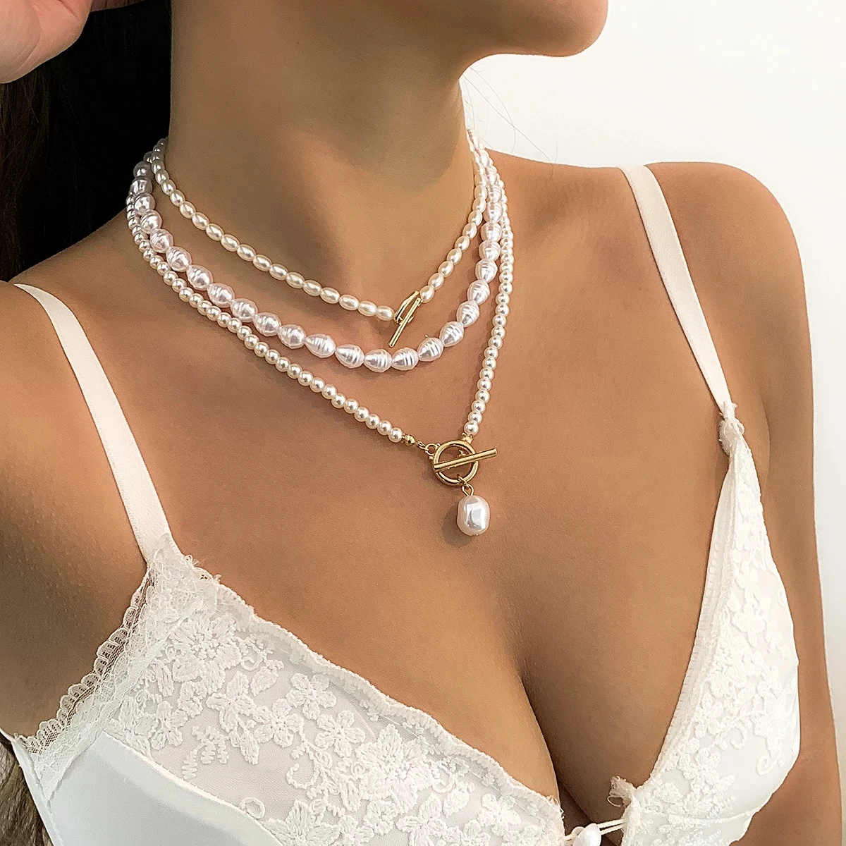Collier De Perles Blanches Vintage Femme - Style Art Déco, Longueur 90+ Cm, Occasion Collector
