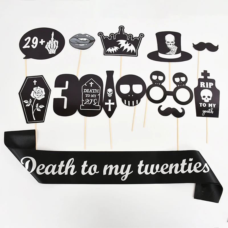 Death To My 20s Birthday Decorations Rip To My Youth Photo Booth Props Death Twenties Sash 30th Birthday Party Supplies party photo props halloween decoration props