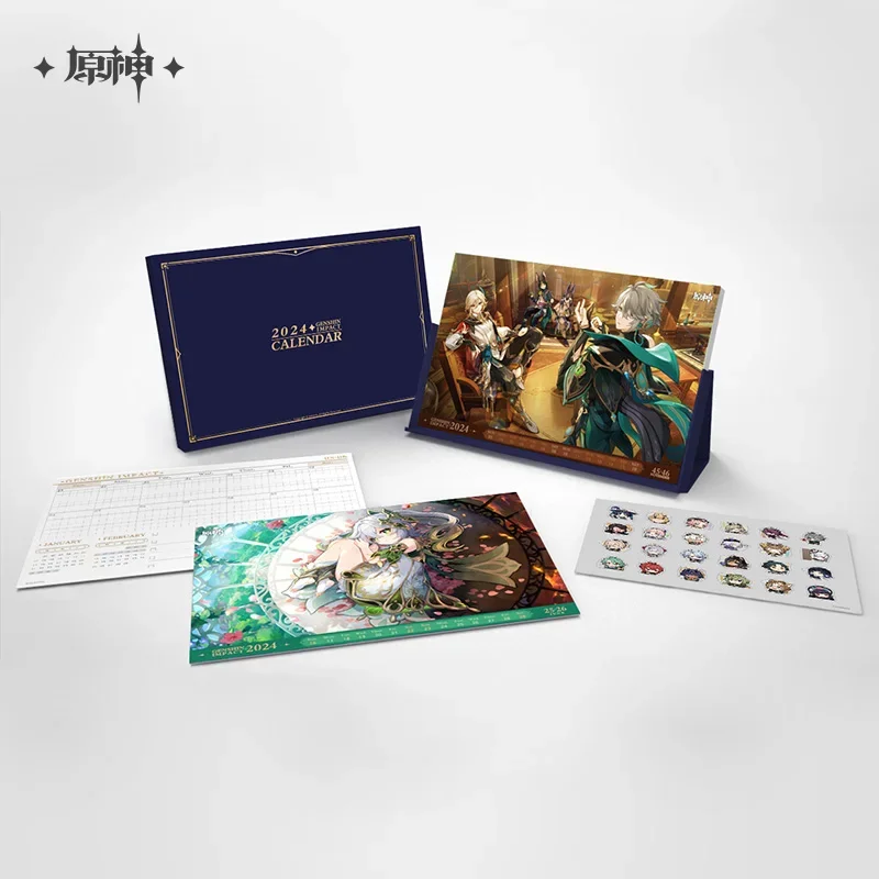 

Presale Game Enshin Impac Official Original 2024 Desk Calendar Cosplay Props Cartoon Figure Dual Calendars Office Stationery