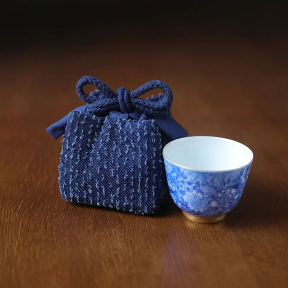 Chinese Style Teapot Cup Cotton Protect Cloth Bags Dustproof Breakage-proof Teacup Drawstring Cloth Pouch Practical Portable