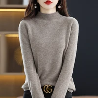 100% Pure Wool Half-neck Pullover In Autumn And Winter New Cashmere Sweater Women's Casual Knit Top Women's Coat 19 Colors 1