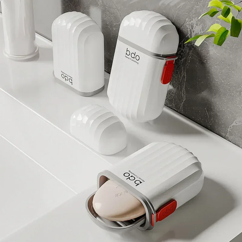 Soap Box Travel Portable Mini Soap Box Sealed Drain with Lid Transparent Light Luxury Premium 2