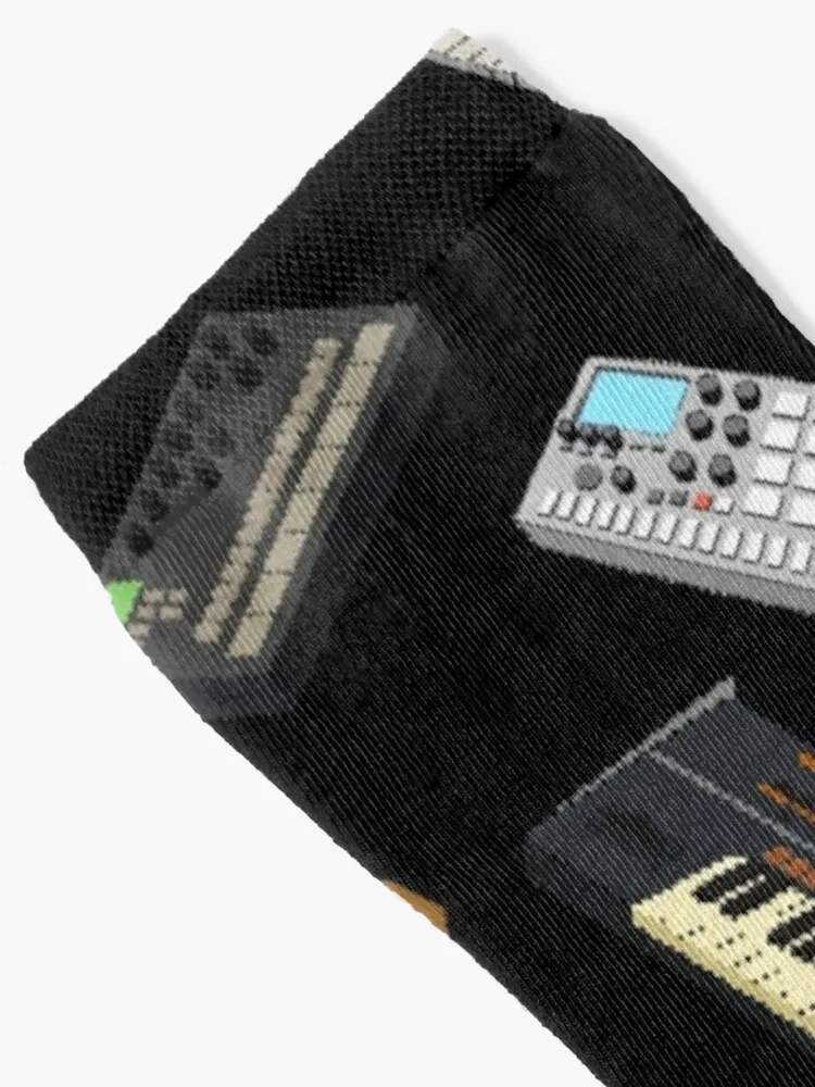 Synthesizers Pixel Art Socks black socks sock men