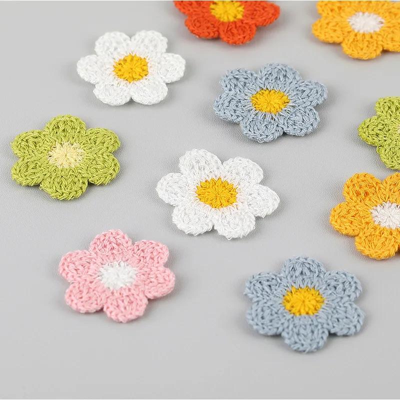 Floral Embroidered Knitted Patches - Decorative Fabric Stickers and Accessories (Set of 10)