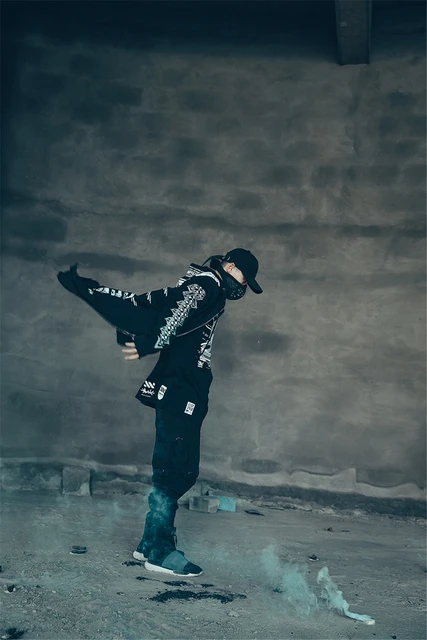 2025 Autumn Punk Trench Hoodies Jacket Creative Print Tactical