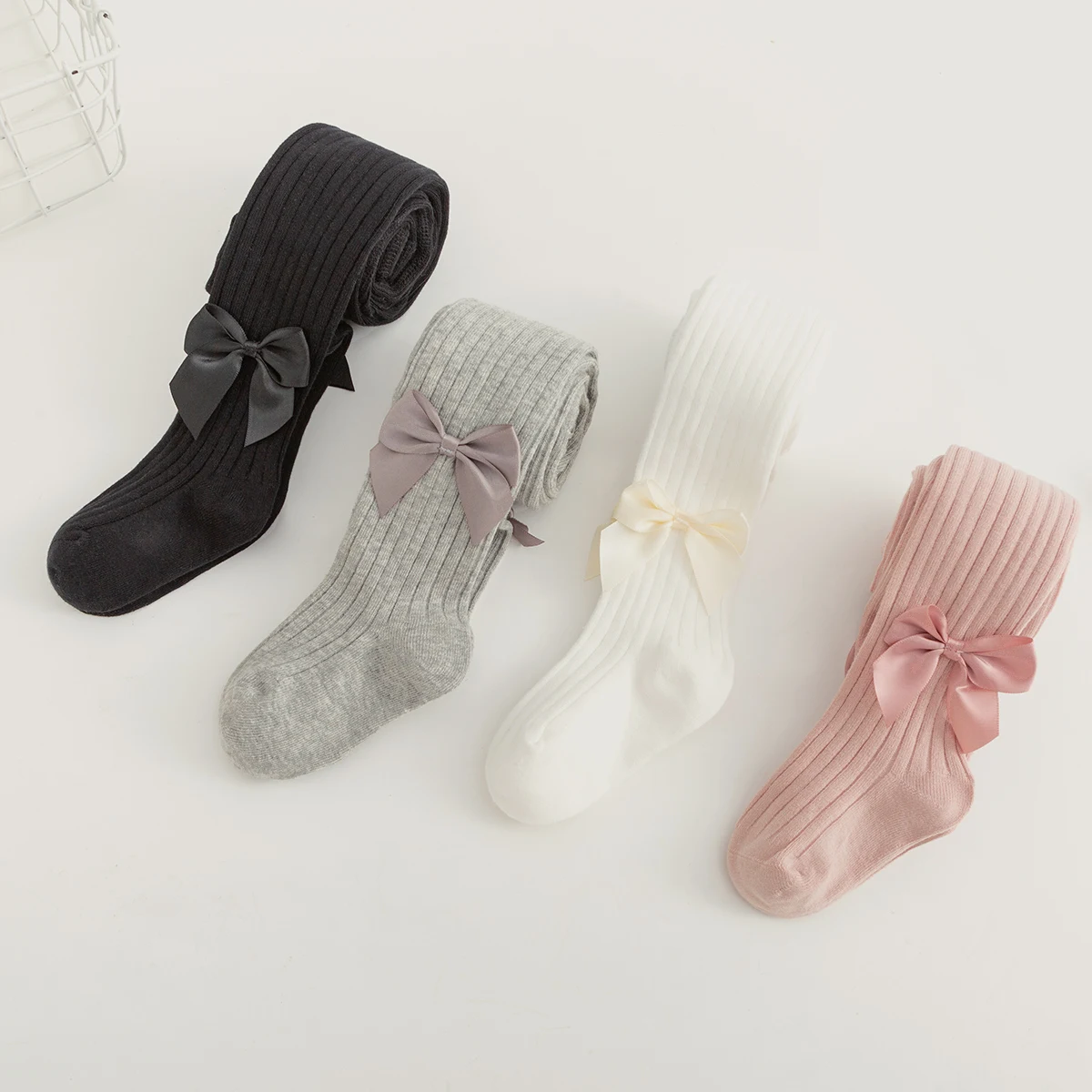 1pc Girls Cute Bow Decor Solid Color Pantyhose Children's Baby Thin Medium Thick Leggings Tights Socks Pants Dress Socks Dance S