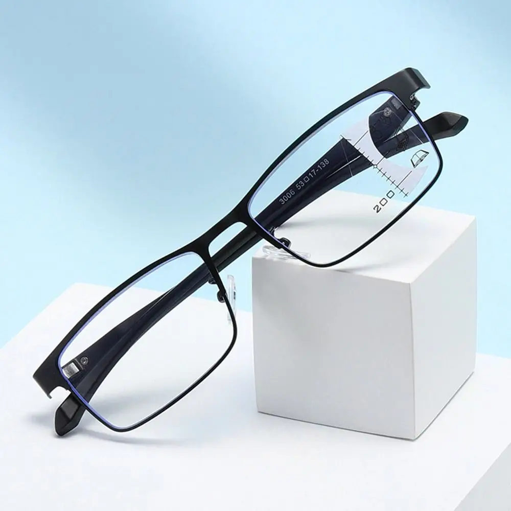 

Men Progressive Anti-blue Light Square Reading Glasses Women Multifocal Computer Presbyopia Eyeglasses Sport Metal Eyewear