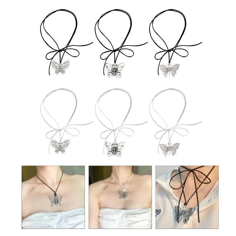 

Butterfly Pendant Necklace Y2K Choker Collar Necklace Clavicle Chain Summer Neckband Party Jewelry for Women Girls