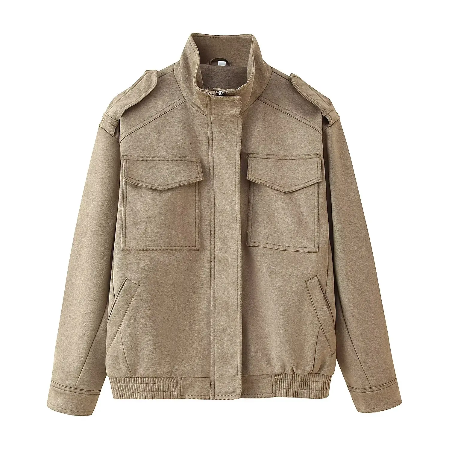 Autumn Fashion Women'S New Jackets Coat  Solid Turtleneck  Long Sleeves Pocket Decoration Zipper Female Winter Streetwear Coats