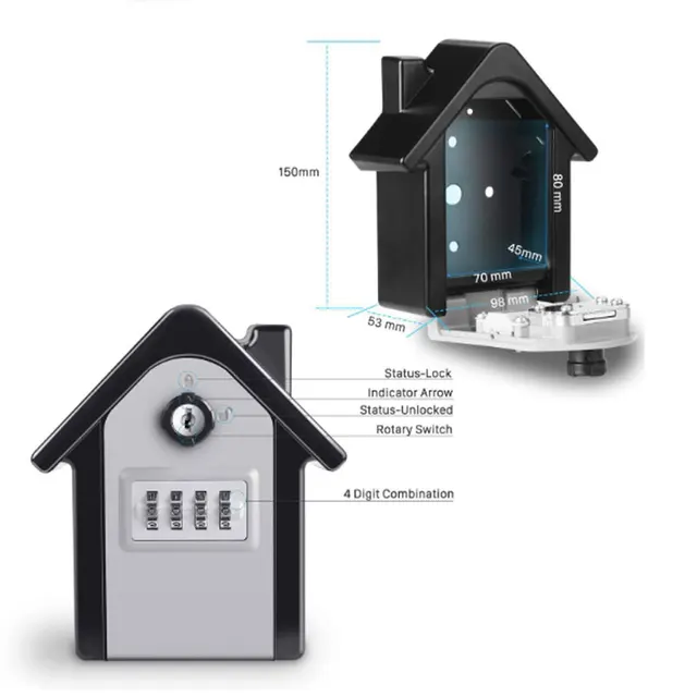 Combination Resettable Code Key Safe Lock Storage Box Outdoor Password Security Waterproof Push Button Case 2