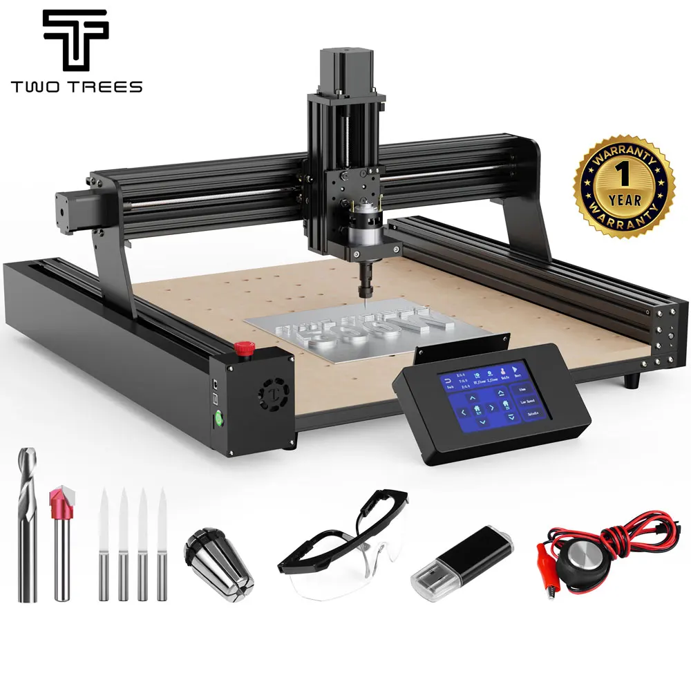 Twotrees TTC450 Rotary 4th tengely CNC faipari gravírozó gépi Lézer Éremmetsző CNC Forgalomirányító számára MDF PVC Epoxi-gyök Fém Fafaragvány Irtás