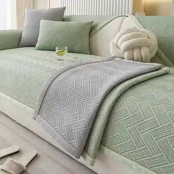 Copridivano estivo in seta di ghiaccio Stile nordico Cool Feeling Copridivano antiscivolo Tappetino universale per divano Asciugamano Decor per soggiorno 1