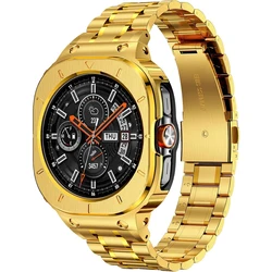 Durable All - Metal Bumper Case with Strap and Rugged Stainless Steel Sport Band Bracelet for Galaxy Ultra 47mm (Gold)