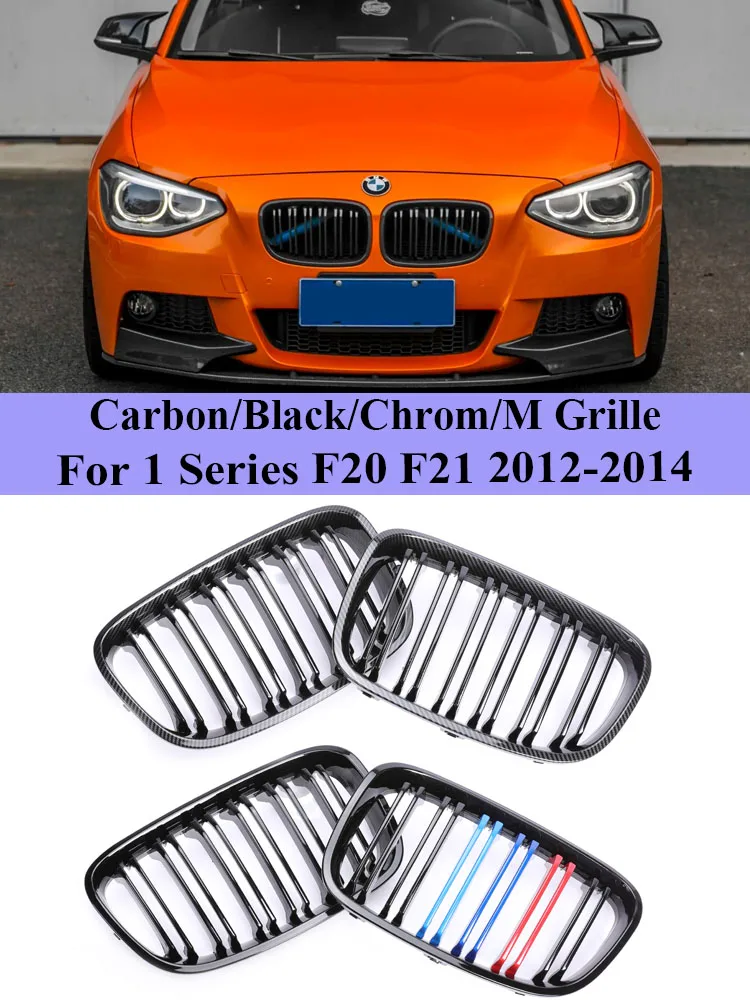 

For BMW 1 Series F20 F21 2011-2014 Front Bumper Kidney Carbon Fiber Grille Racing M Style Grill Cover 116i 118i 120i 125i