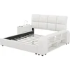 Queen Size Smart Bed Frame with Storage Shelves and Multimedia Nightstand, Upholstered Platform Bed with Headboard and Light 6