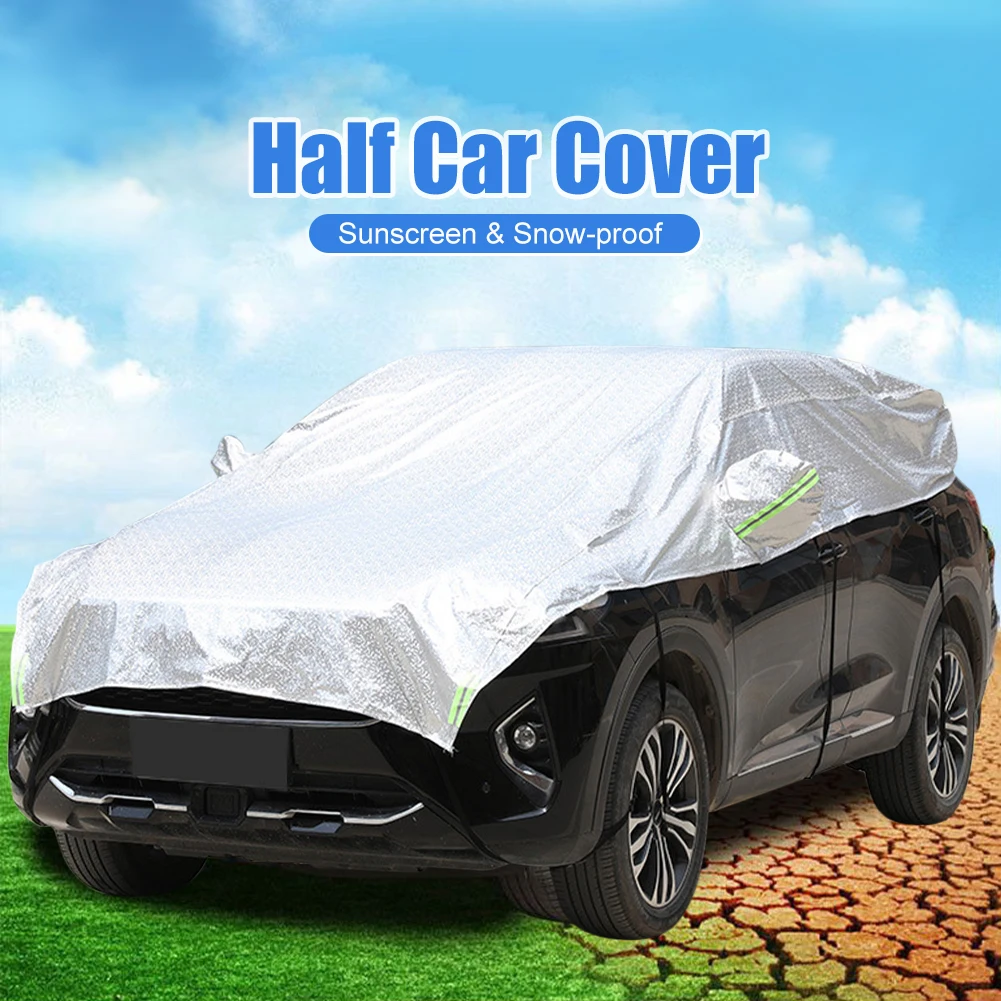 

Universal Half Car Cover Waterproof Outdoor Cover Oxford Sun Rain UV Protection Weather Proof Car Cover for Hatchback SUV Sedan