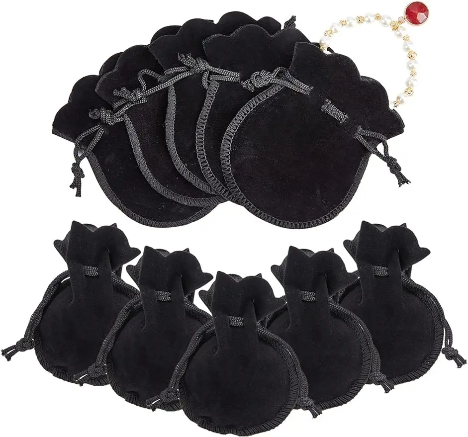 

30Pcs 3.54"x2.75" Velvet Cloth Drawstring Bags Calabash Shape Drawstring Jewelry Pouches Small Candy Gift Bags for Christmas