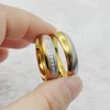 Designer Stainless Steel Modern Jewellery Valentines Promise Wedding Bands Rings Golden Couples Ring Big US size 14 Male 1