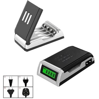 Caricabatteria intelligente a 4 slot Spina UE/USA/Regno Unito per batterie ricaricabili AA/AAA NiCd NiMh Caricatore intelligente con display LCD-002