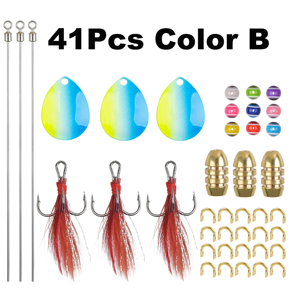 41Pcs Rotating Spinner Fishing Lure Making Kit Spinner Blades Hooks Brass  Sinker Fishing Clevis for Inline Spinners Walleye Rigs - AliExpress