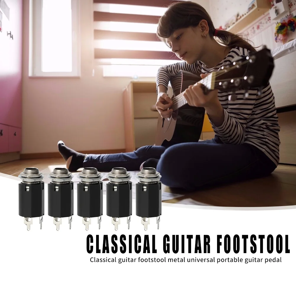 Guitar Stereo Output Plugs 5pcs Guitar EQ Jack Socket 6.35mm Jack Stereo Pickup Female Output Socket Plug Durable Solid