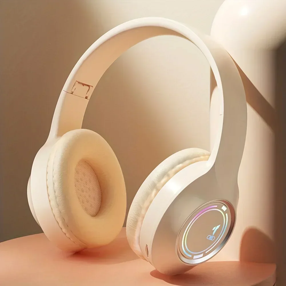 Casque Sans Fil M3 Couleur Abricot – LED et Réduction de Bruit 4