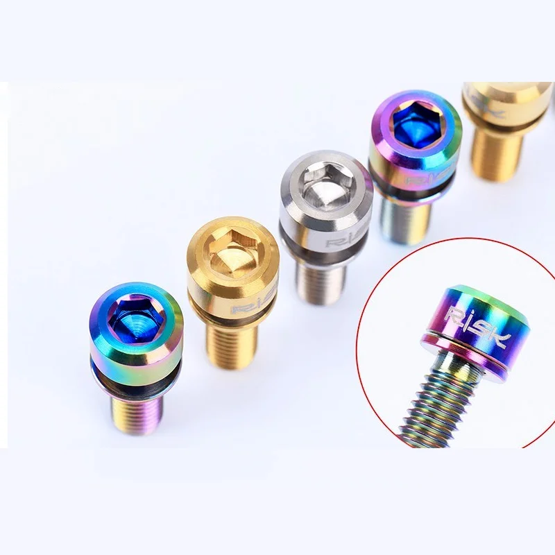 RISK 티타늄 합금 산악 자전거 디스크 브레이크 고정 볼트 나사, MTB 자전거용 와셔 포함, M6x18mm, M6x20mm, 4 개