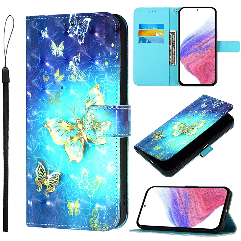 Vintage Floral Leather Wallet Case with Magnetic Flip Cover