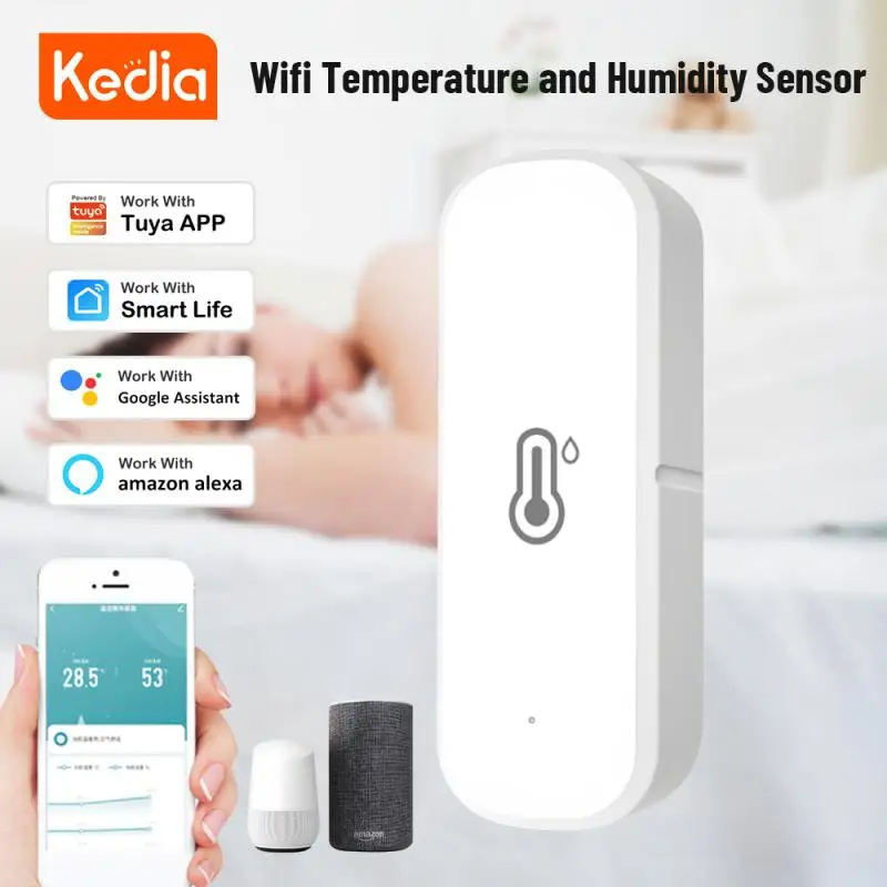 

Kedia Tuya WiFi Smart Temperature Humidity Sensor Indoor Hygrometer Thermometer APP Real-time Monitor Works With Alexa Google