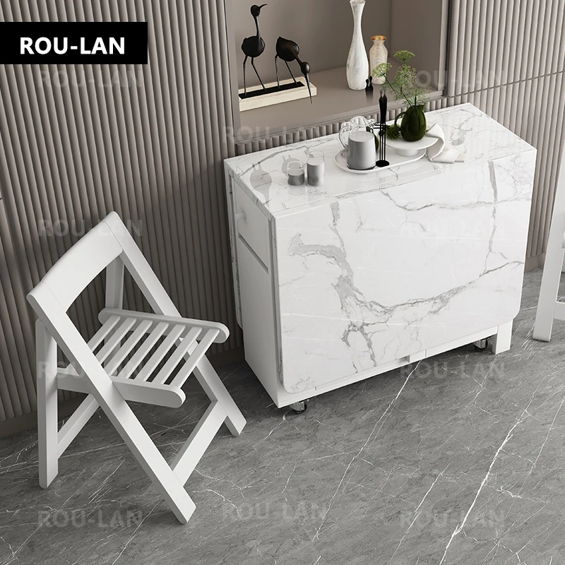 Fashion White Folding Dining Table Furniture Multifunctional Rectangle Movable Dining Table and Folding Chairs folding dining table