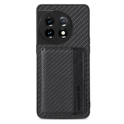 Leather Wallet Card Holder Phone Case with Magnetic Stand Feature for OnePlus 13 (Black)