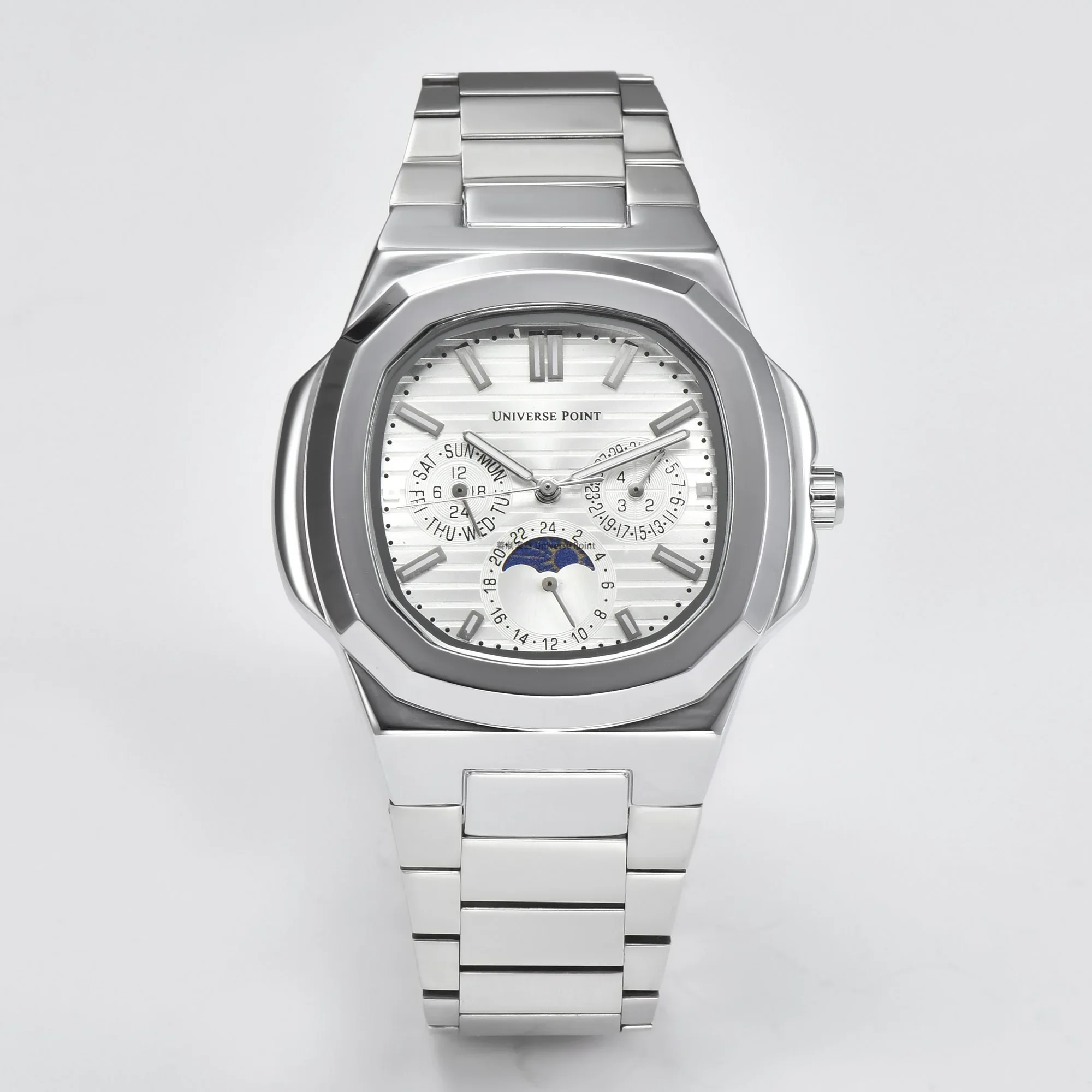 2024 Universe Point New Men's Fashion Business Luxury Steel Band Quartz Multifunction Chronograph Men's Gift Watch Reloj Hombre