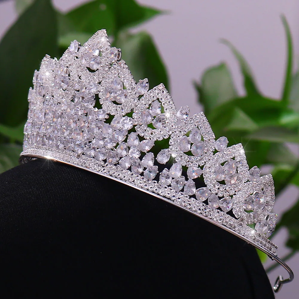 

Luxury Bride Hair Accessories Wedding Tiaras And Crowns CZ Cubic Zirconia Bridal Diadem Headband Women Hair Jewelry Headdresses