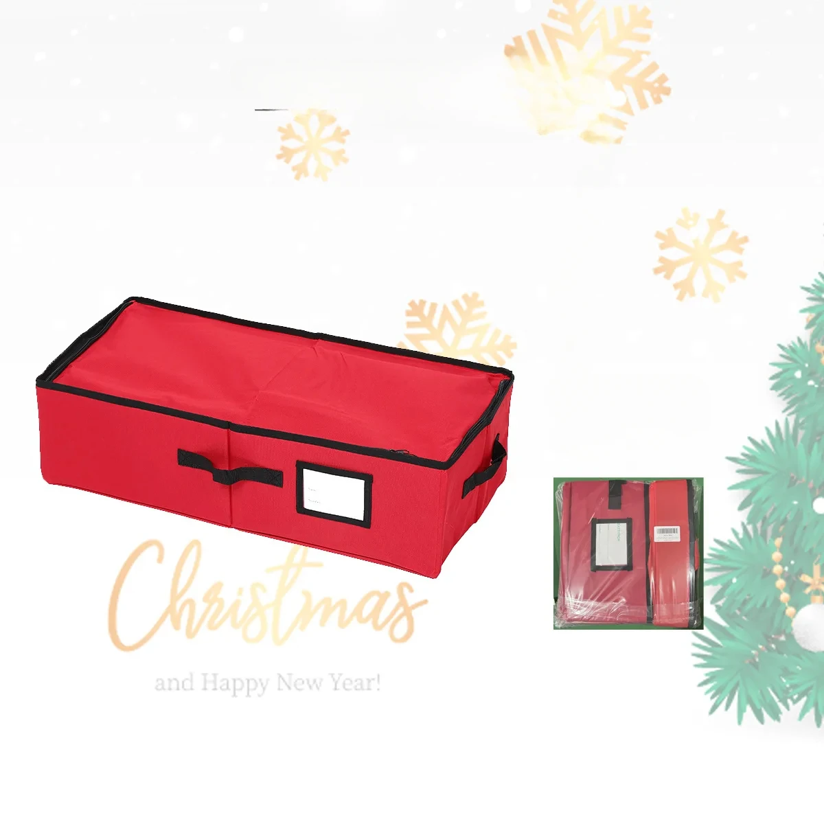 Christmas Ball Storage Box 64 Grid Dust-proof Oxford Folding Holiday Decor Storage Christmas Gift Home and Organization