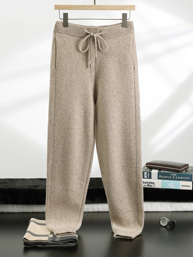 Yoyoselect Men 100% Cashmere Sweater Suit Zipper Hooded Cardigan Casual Pants Luxury Knitwear Autumn Winter Thick Warm Clothing 4